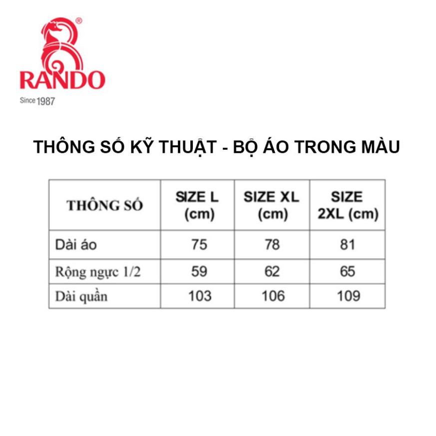 Áo Mưa Rando Chính Hãng, Bộ Quần Áo Đi Mưa Nhựa PVC Trong Màu Chống Thấm nước, Thời Trang Cá Tính Cho Nam/Nữ