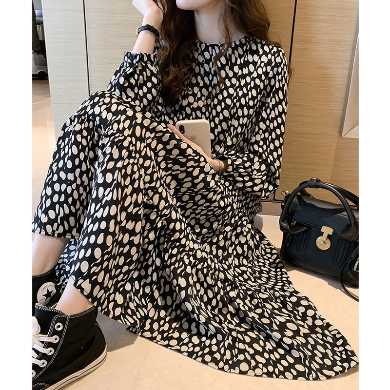 Đầm Búp Bê Vải Voan Mỏng Dáng Rộng Họa Tiết Chấm Bi Kiểu Retro Pháp Thời Trang Mùa Xuân 2022