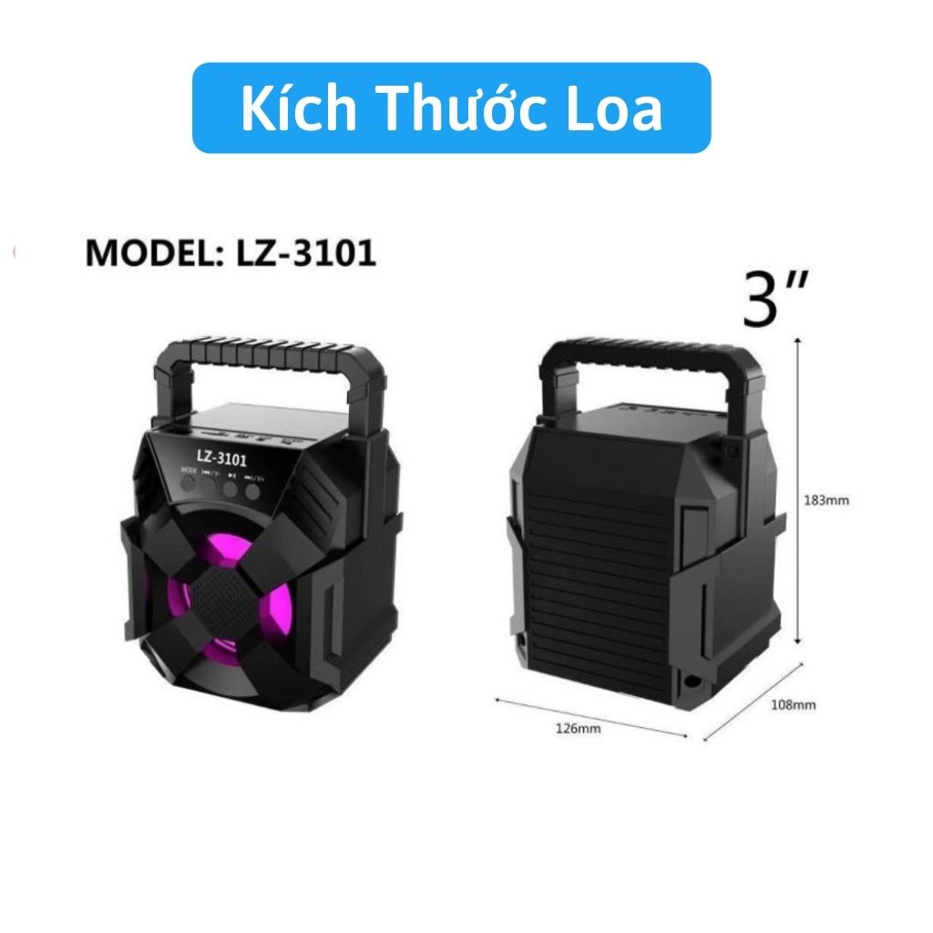 Loa bluetooth mini xách tay LZ3101-LZ3103,loa bluetooth nghe nhạc,bass mạnh - Bintech