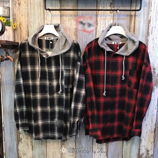 Áo khoác Flannel( Xám và Đỏ)