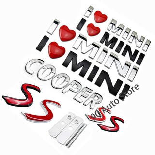 Thư sửa đổi I Love MINI Cooper S ❥ ❈ Nhãn dán thân xe bằng kim loại Lưới tản nhiệt phía trước tự động Biểu tượng Huy hiệu phía sau Phụ kiện Decal