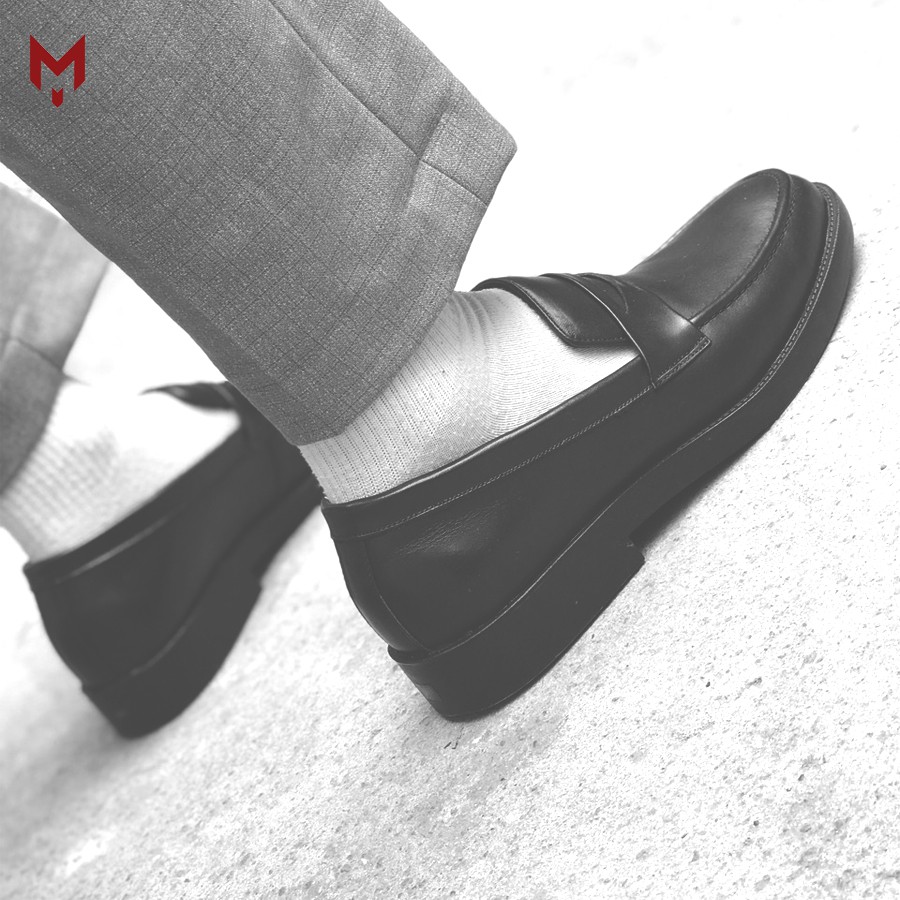 Giày lười nam penny loafer MAD black da bò cao cấp | Giày tây công sở thời trang hàn quốc yêu thích nhất