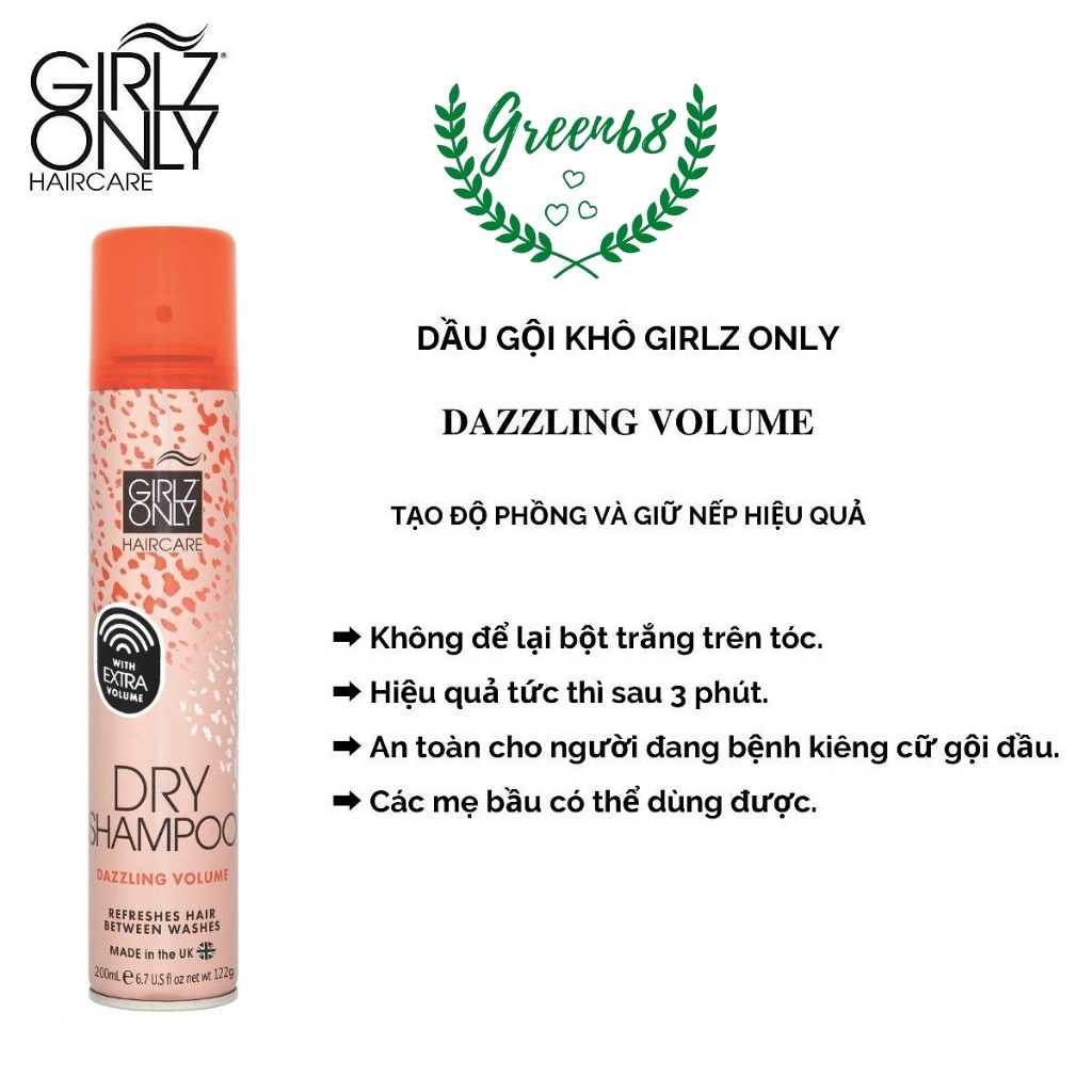 Dầu Gội Khô Girlz Only Party Nights / Dawn 'Til Dusk / Dazzling Volume / No Residue Nude 200ml