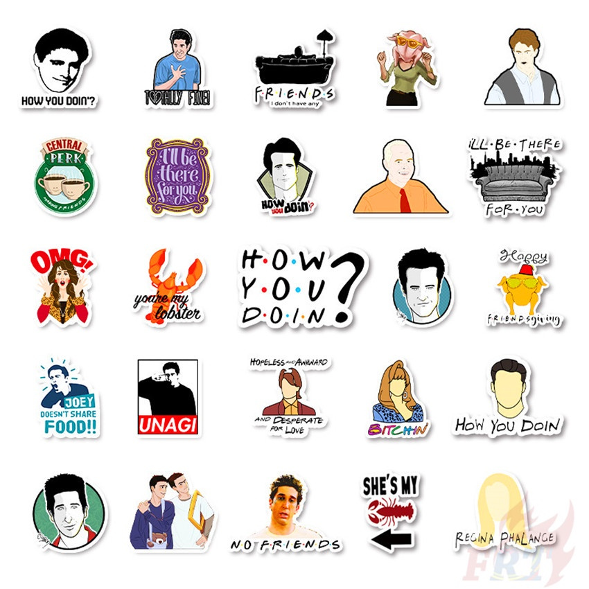 Set 52 miếng dán họa tiết Friends chương trình truyền hình Series 07 phong cách cổ điển làm thủ công