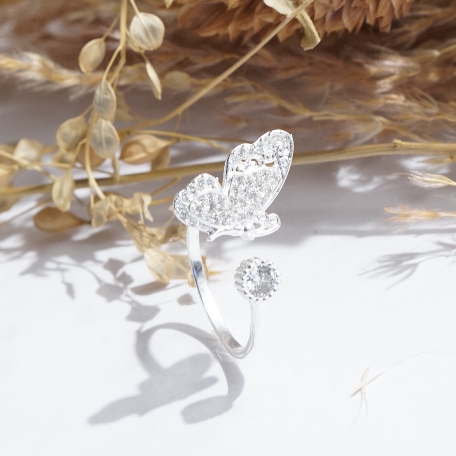 Nhẫn bạc 925 nữ đơn giản đẹp đính đá điệp vũ QMJ - Q730