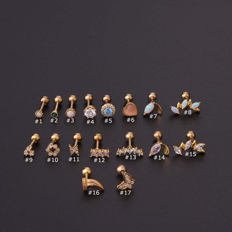 Khuyên Tai Hình Trái Tim / Bướm / Lá 16 Gauge Bằng Thép Không Gỉ Thời Trang