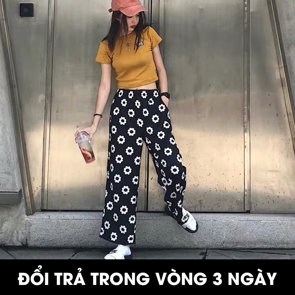 QUẦN CUTLOTTES ỐNG RỘNG HOA CÚC NAM NỮ UNISEX DƯỚI 65KG