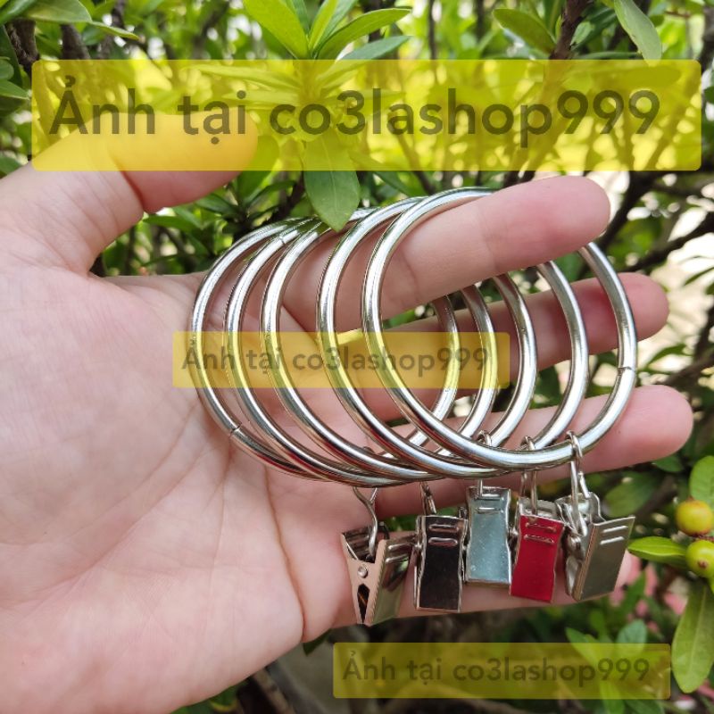 Set 5 móc kẹp màu bạc treo tranh vải rèm cửa, phụ kiện, vòng tròn lớn 5cm