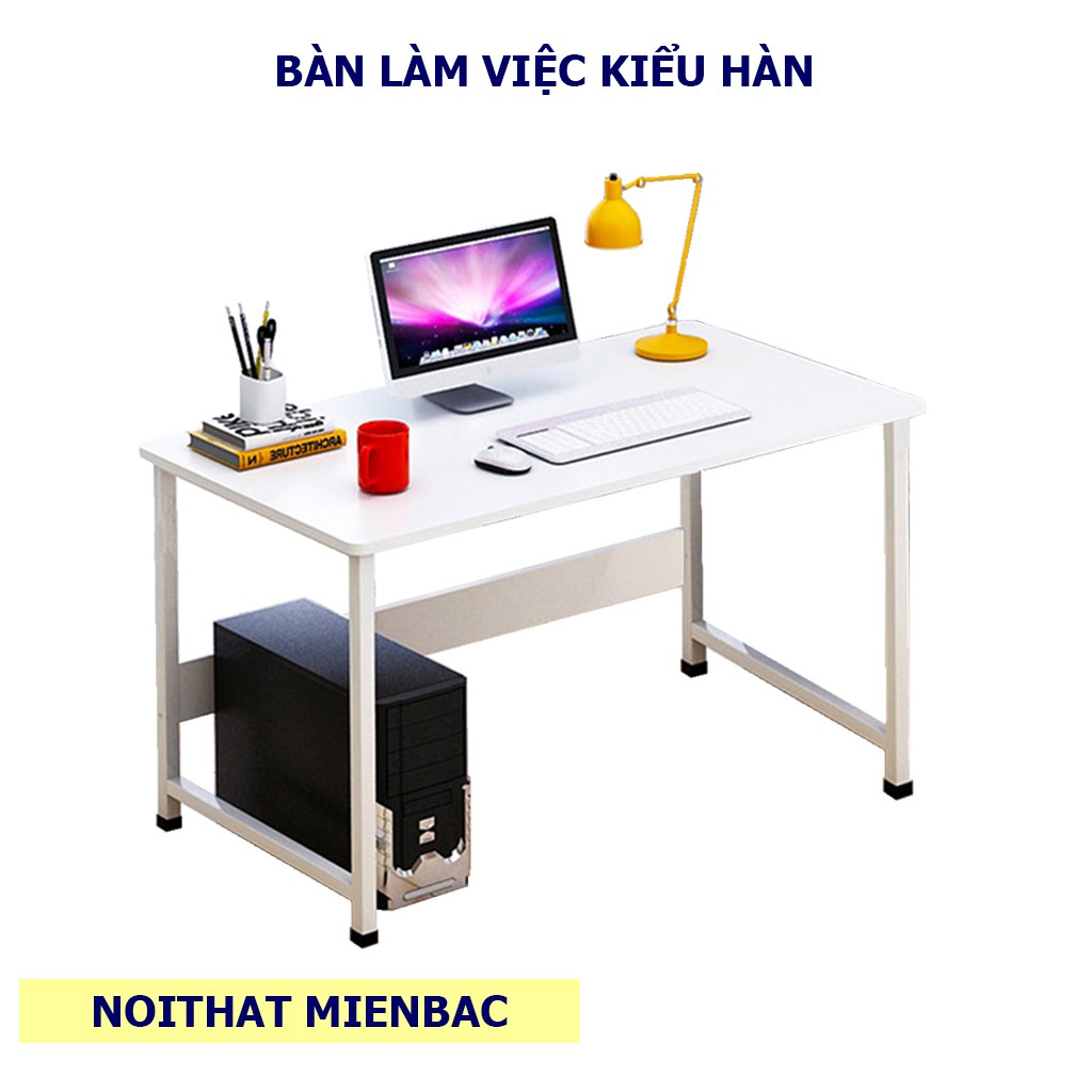 Bàn làm việc học tập FUNA mặt bàn bo góc và định vị 4 lỗ bắt ốc dễ tháo lắp, chân sắt sơn tĩnh điện mặt gỗ MDF cao cấp