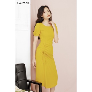 Đầm tay xếp rút tùng gumac ms11963_vang