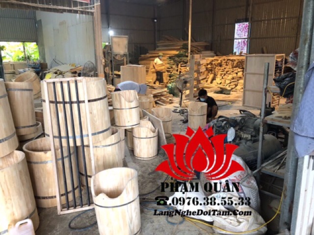 Thùng gỗ Pơmu xông chân kèm phụ khoa kèm máy xông 2l và ghế lăn