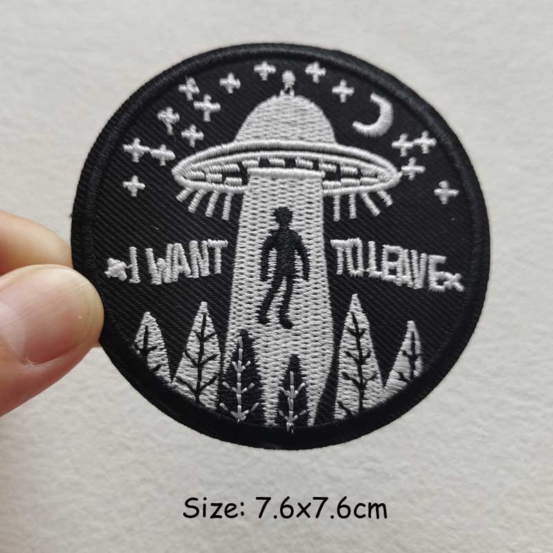 UFO Miếng Dán Sắt Trên Miếng Dán Trên Quần Áo Keo Nhiệt Thêu Miếng Dán Cho Quần Áo Alien Miếng Dán Cho Quần Áo Áo Khoác DIY