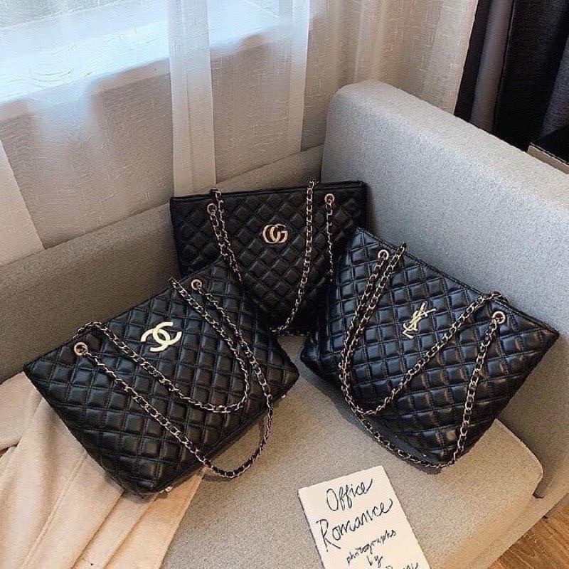 ⚡︎Freeship⚡︎ TÚI ĐEO VAI TRẦN TRÁM DÂY XÍCH, Túi đeo vai G.c CC YSL bản 35cm sang chảnh - H535