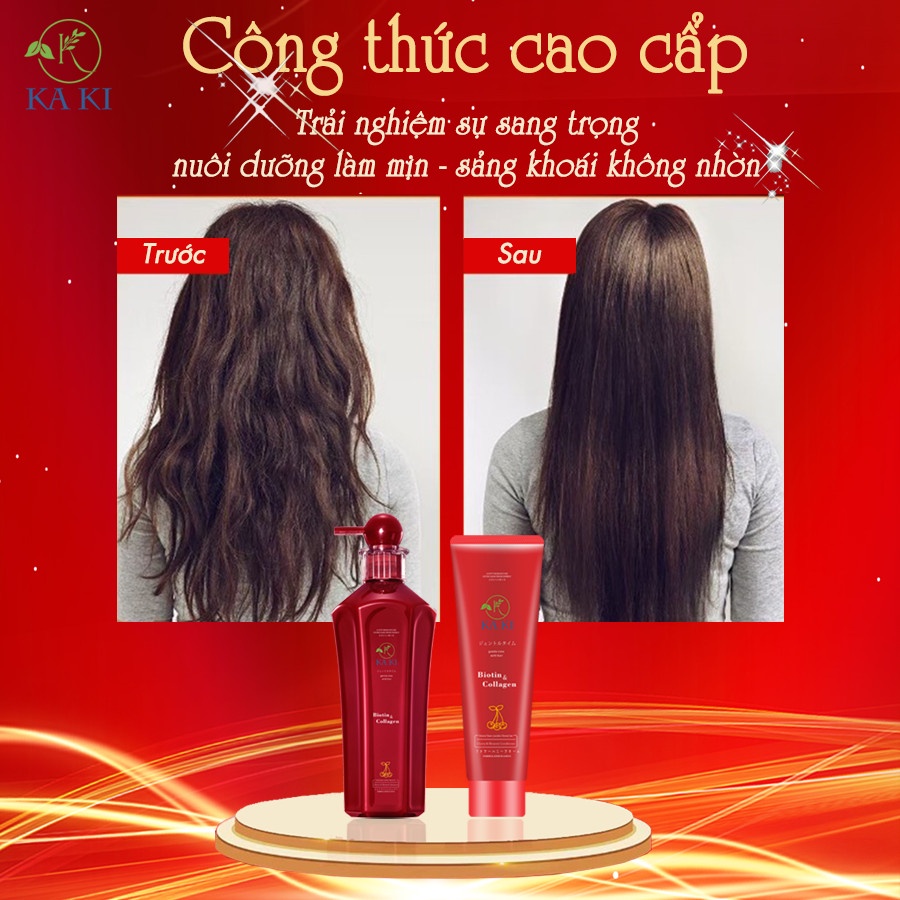 Dầu gội xả  BIOTIN chống rụng phục hồi tóc hư tổn, giảm gãy rụng Cherry K (KAKI) Mini 50ml