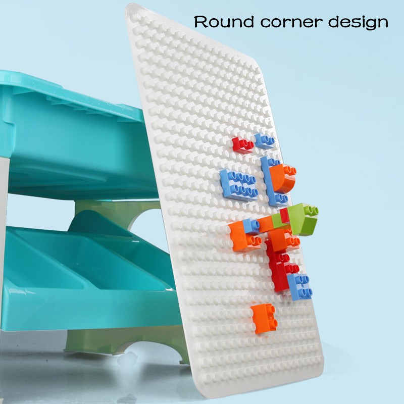 ❤ Kids Activity Table With 69/300 Pcs Big Building Blocks Compatible Dupoled Educational Children Table Large Block Toys For Girl Boy