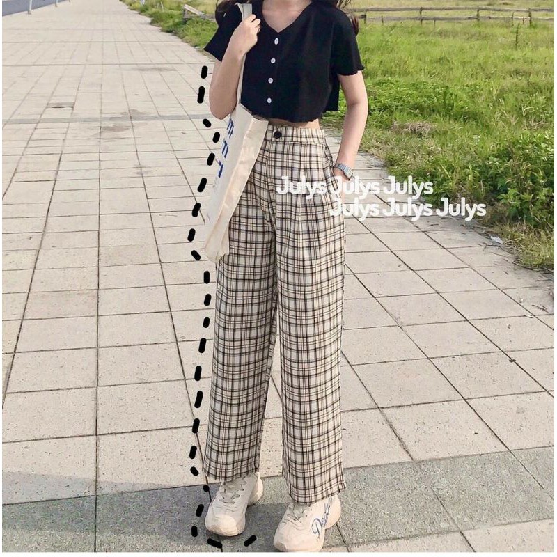 Quần Culottes ống rộng kẻ sọc ( có chun lưng )