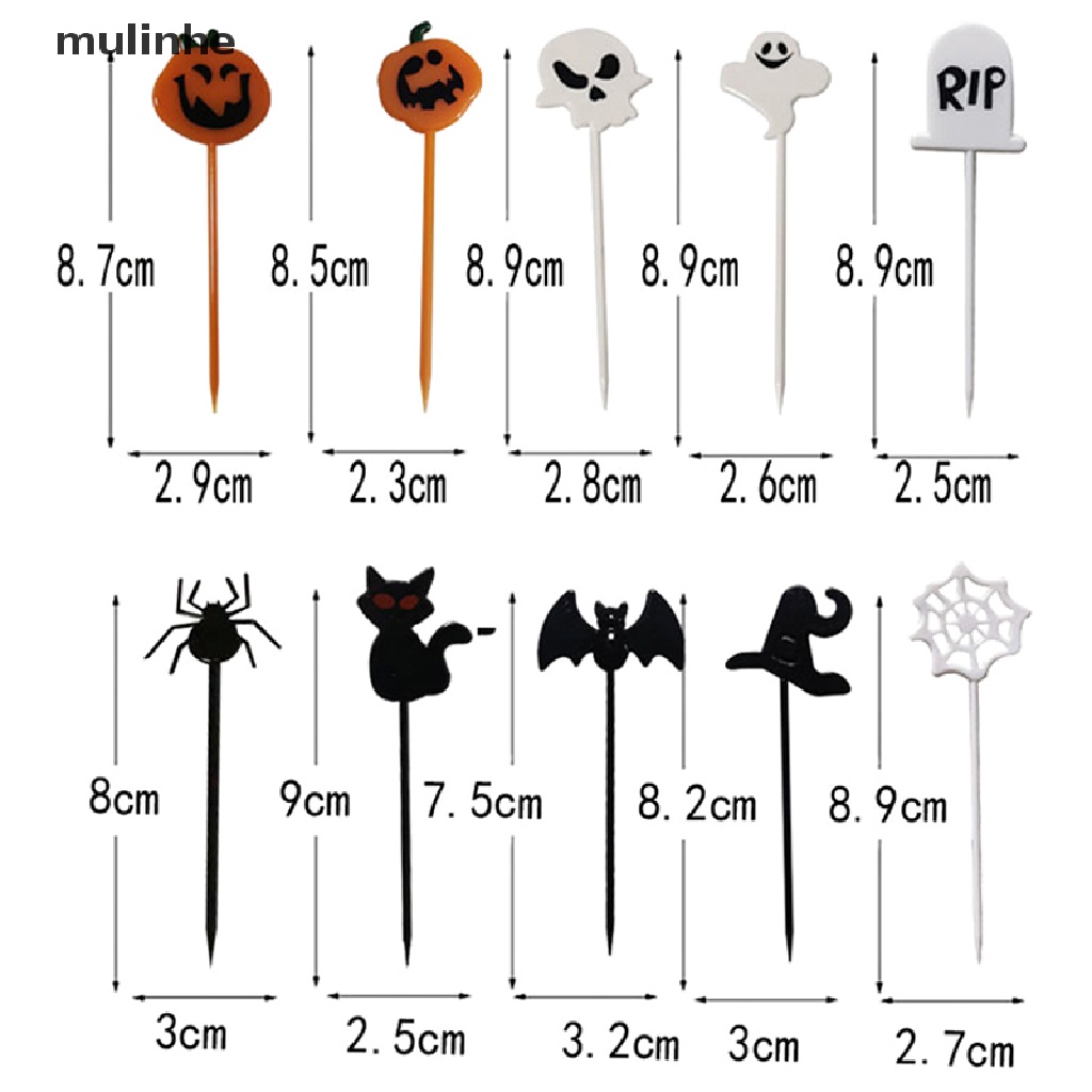 Set 10 Nĩa Ăn Trái Cây Họa Tiết Halloween Dễ Thương