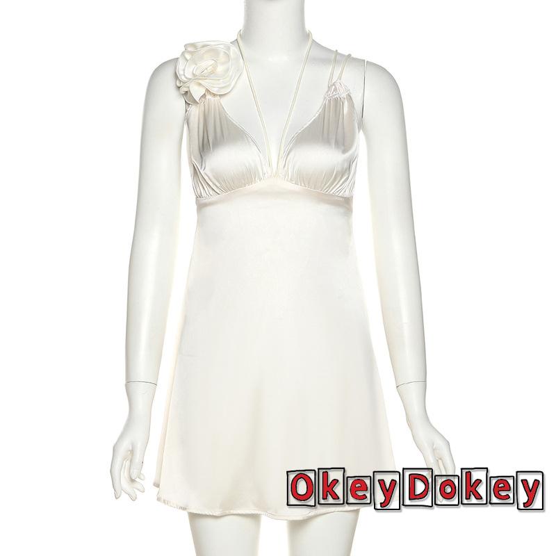 Đầm Hai Dây Cổ Chữ V Khoét Sâu Lưng Cao Họa Tiết Hoa Thời Trang Mùa Hè Cho Nữ