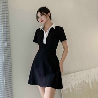 Váy Polo Nữ Liền Thân Có Cổ Ngắn Tay Dáng Dài Ôm Body Chân Xòe Thun Co Giãn Madela, Đầm Polo Công Sở Nữ Ôm Eo Dáng Xoè