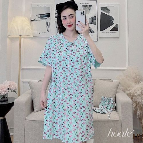 Váy thiết kế DO họa tiết hoạt hình nữ dáng suông MQ CLOTHING đầm ngắn tay phối cổ cách điệu | BigBuy360 - bigbuy360.vn