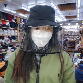 Mũ vải kaki có kính chắn bụi