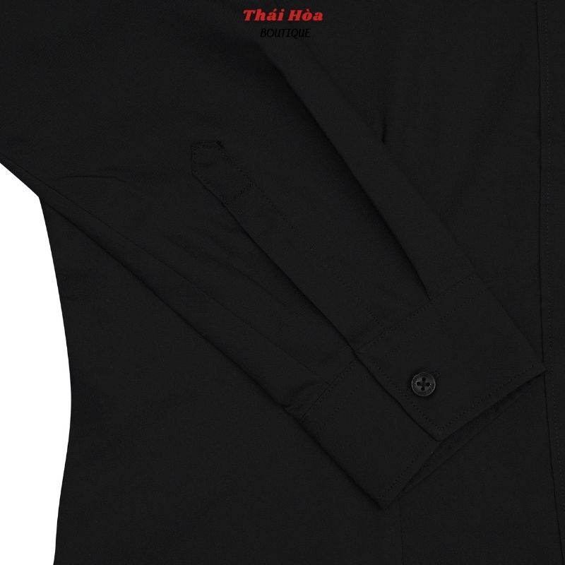 Áo sơ mi đen nữ tay dài công sở kiểu đẹp bigsize cotton mềm min Thái Hoà 047-15-01