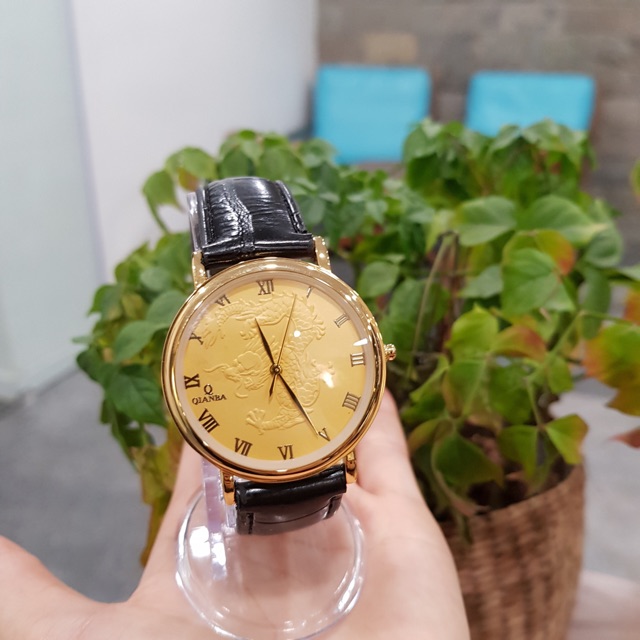 Đồng hồ nam Quaiba 018 mặt vàng hình rồng 3D chính hãng Tony Watch 68