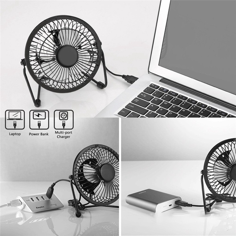 Quạt Mini Năng Lượng Mặt Trời 5w 5v 4-inch Cổng Usb Tiện Dụng Mang Theo Du Lịch Cắm Trại