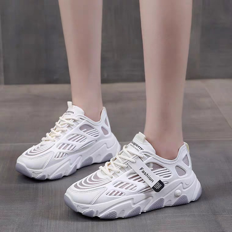[GIÀY MÙA HÈ MỚI 2020] Giày thể thao nữ 700V3 màu trắng/kem lưới thoáng chân nâng độn đế 5cm đẹp hot trend đi mưa đi học | WebRaoVat - webraovat.net.vn