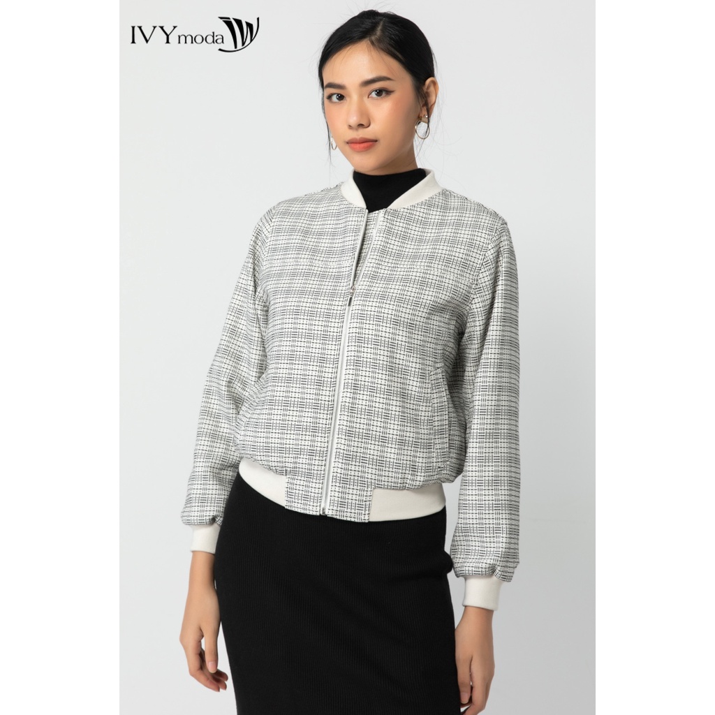 Áo bomber nữ vải Tweed IVY moda MS 70T0071