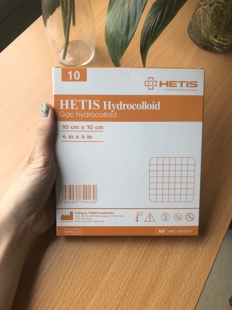 Gạc Hydrocolloid HETIS Hydrocolloid size 10x10cm (Hộp 5 miếng)