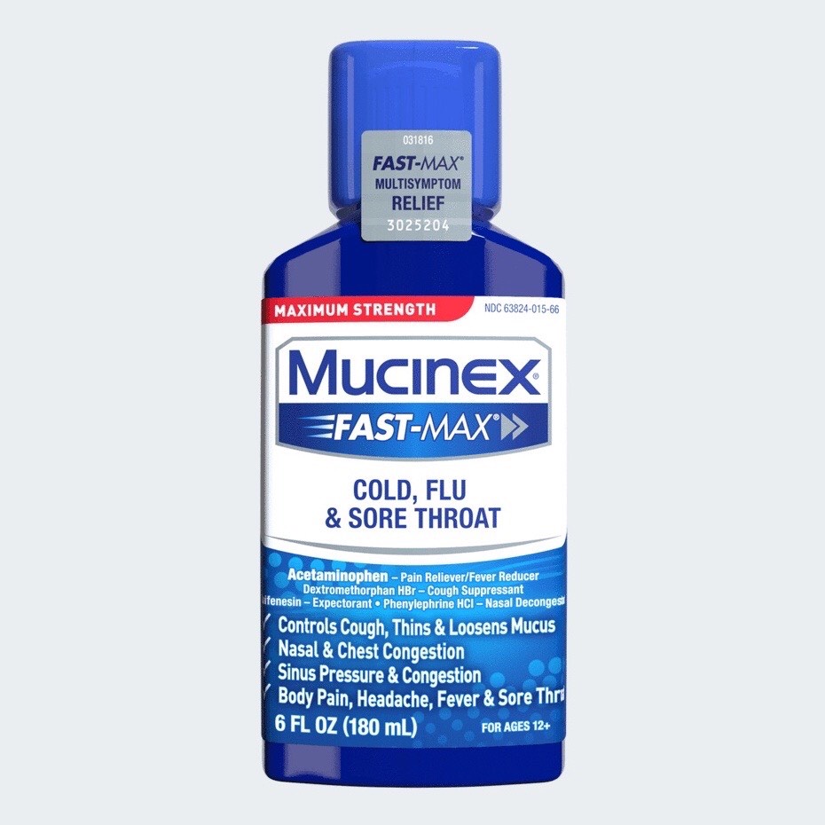 [DATE 5/2022] Siro Mucinex Fast-Max Cold, Flu &amp; Sore Throat 180ML ( Giống Dayquil Nyquil )