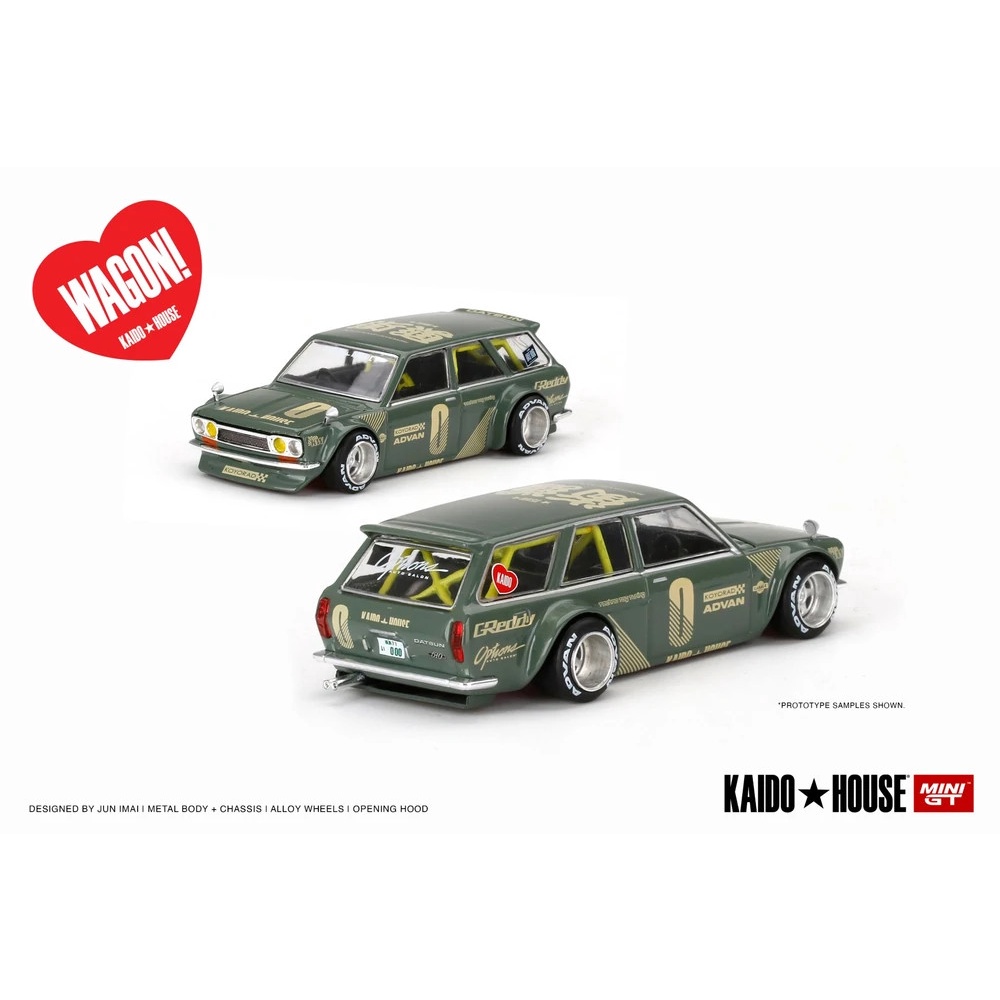 Mô Hình 1:64 MINI GT - KAIDO★HOUSE Datsun KAIDO 510 Wagon Green