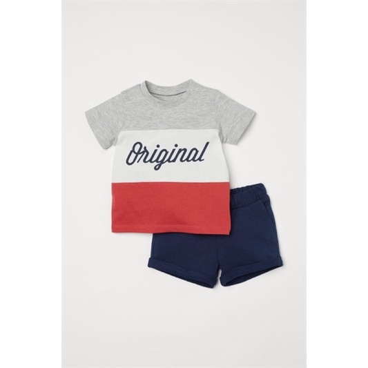 Set đồ H&M áo phông quần short cho bé trai