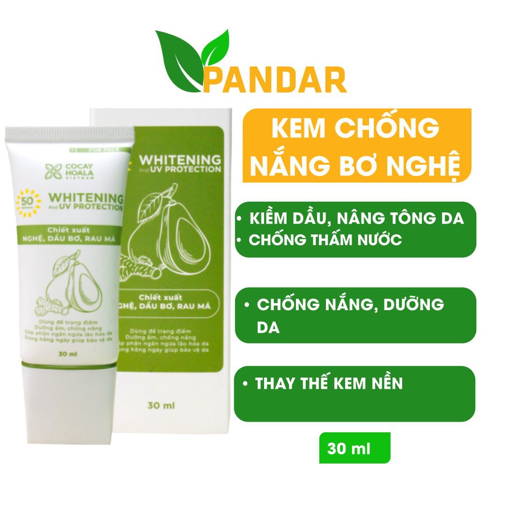 Kem chống nắng bơ nghệ bảo vệ kiềm dầu dưỡng da se mịn lỗ chân lông chống ô nhiễm Cỏ cây hoa lá 30g PANDAR