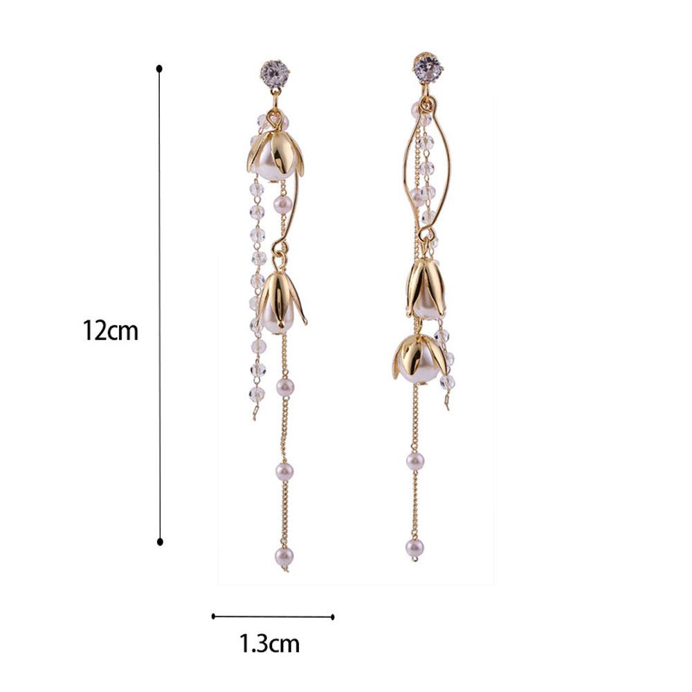 Bông Tai Dáng Dài Mặt Kính S925 Bằng Kim Loại Thời Trang Cho Nữ