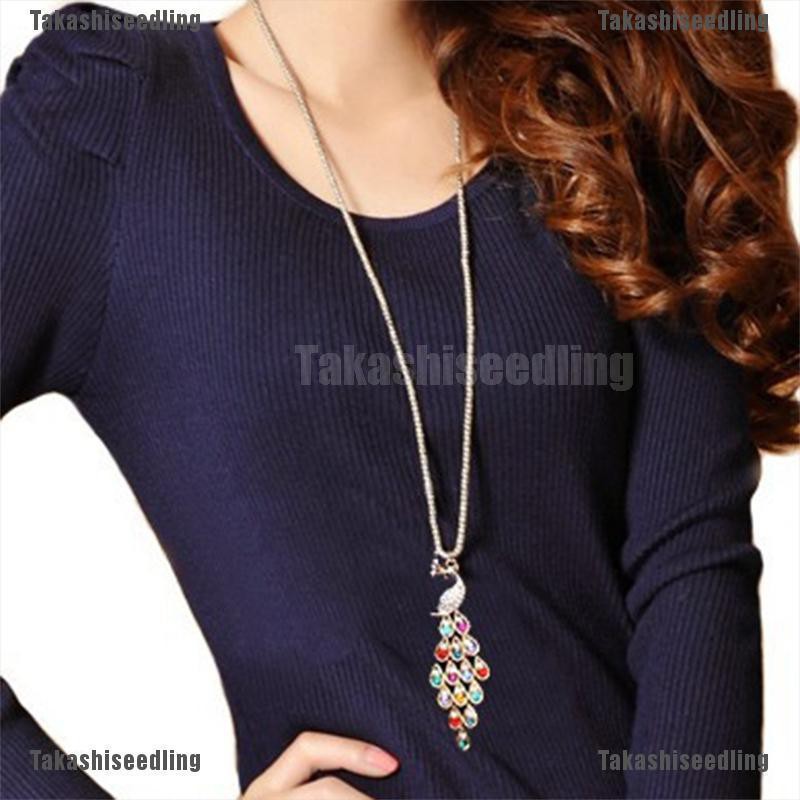 Mặt Dây Chuyền Hình Chim Công Đính Pha Lê Nhiều Màu