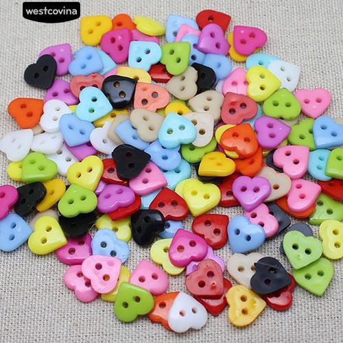 Set 100 nút hình trái tim 10mm tự làm may vá thủ công