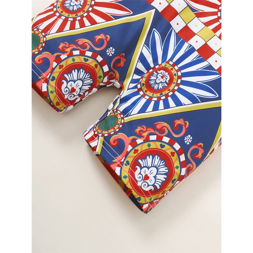 Áo liền quần MIKRDOO tay ngắn in họa tiết đồ họa phong cách cổ điển thời trang cho bé trai 0-18 tháng tuổi