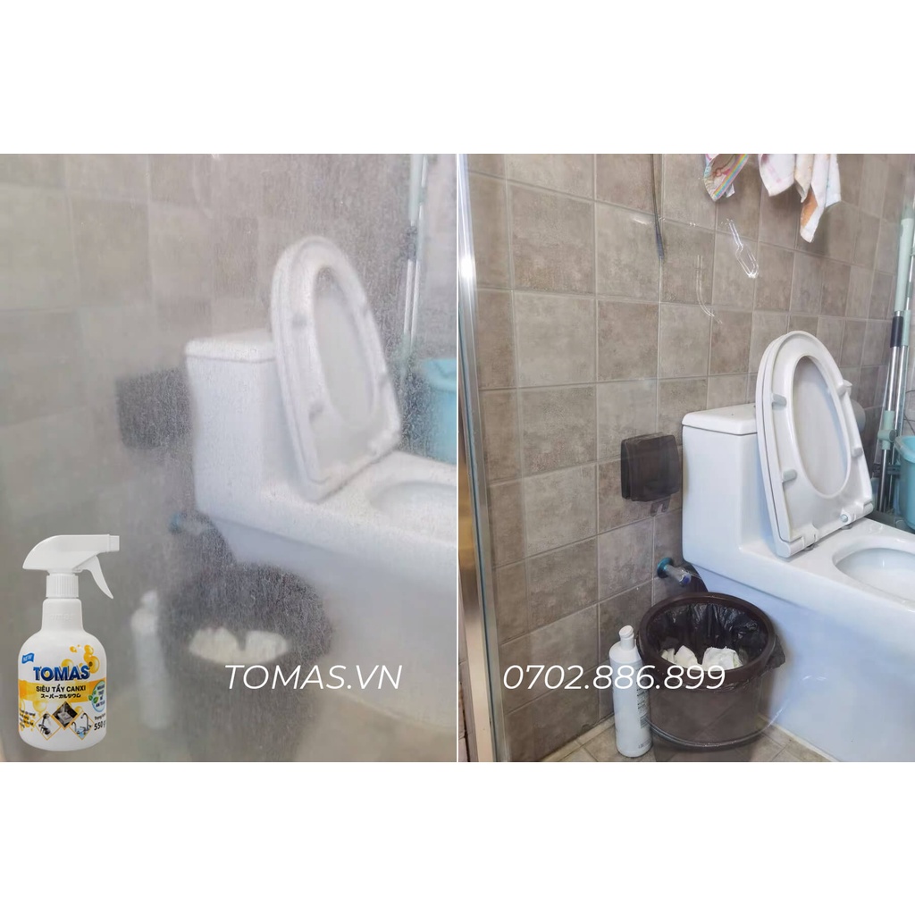 Nước Tẩy cặn canxi vòi inox, bệ sứ, tẩy thiết bị nhà tắm TOMAS Vàng 550g