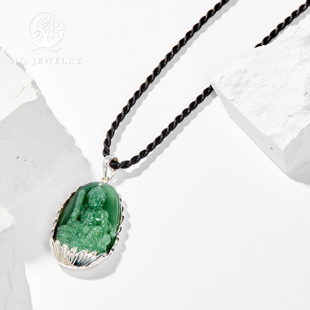 Phật bản mệnh xanh lá bọc bạc - NQ Jewelry