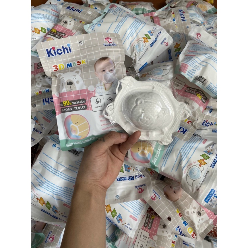 Set 3 chiếc khẩu trang gấu 3D cho bé sơ sinh đến 3 tuổi thương hiệu Kichilachi