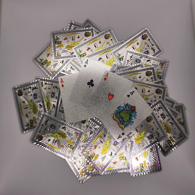 BN 26 , Bộ bài tây nhựa mã màu vàng và bạc hàng cao cấp chống nước 100% Plastic