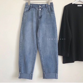 Quần Baggy Jeans Ống Suông Tua Lai 2 Nút ✨