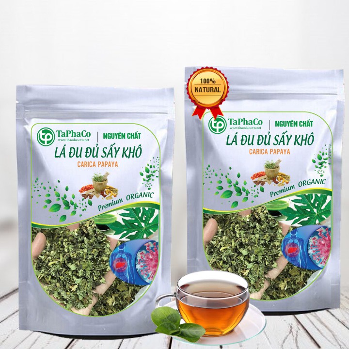 Lá đu đủ đực sấy khô 500g, Ngăn ngừa ung thư, chống oxy hóa, hạ đường huyết, đào thải độc tố