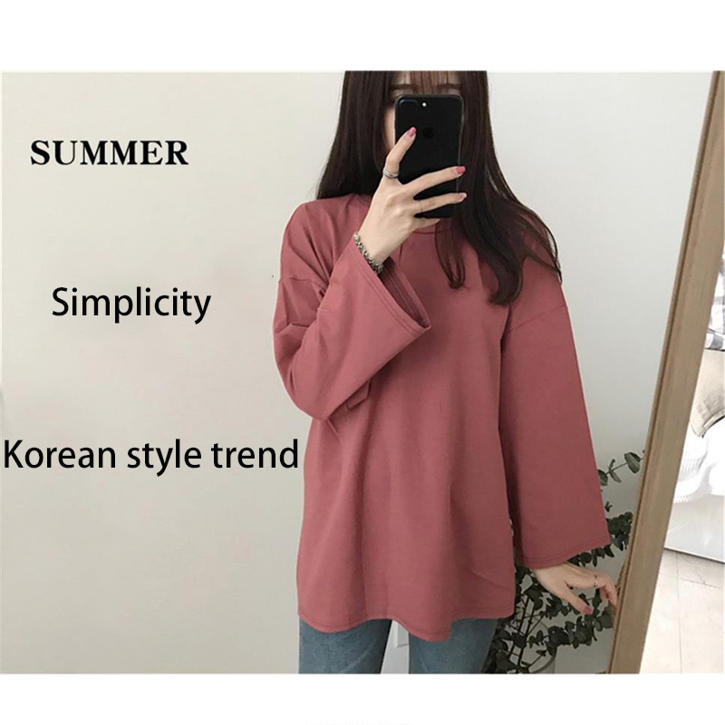 Áo Thun Nữ Dài Tay Màu Trơn Thời Trang Hàn Quốc