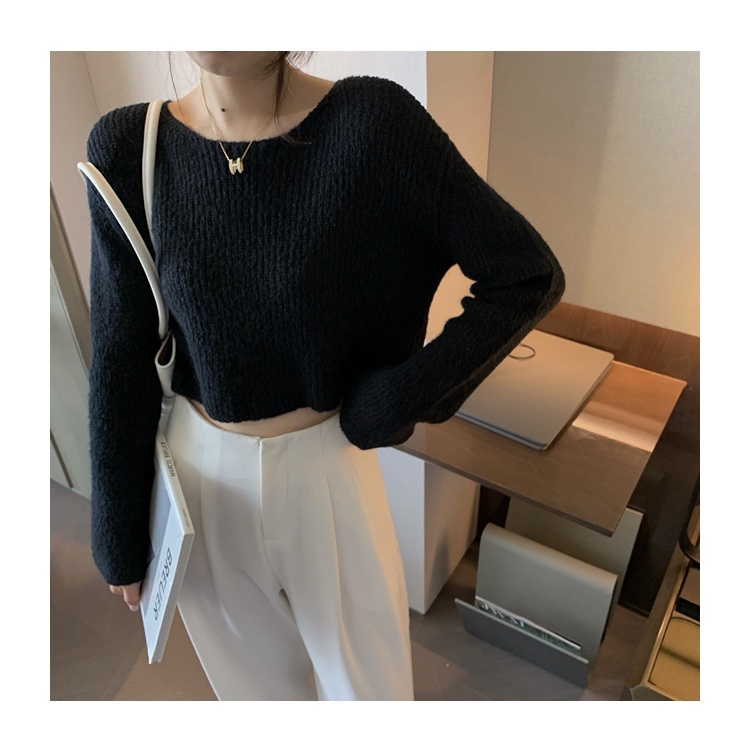 Áo Sweater Tay Dài Cổ Tròn Dáng Rộng Màu Sắc Đơn Giản Phong Cách Hàn Quốc