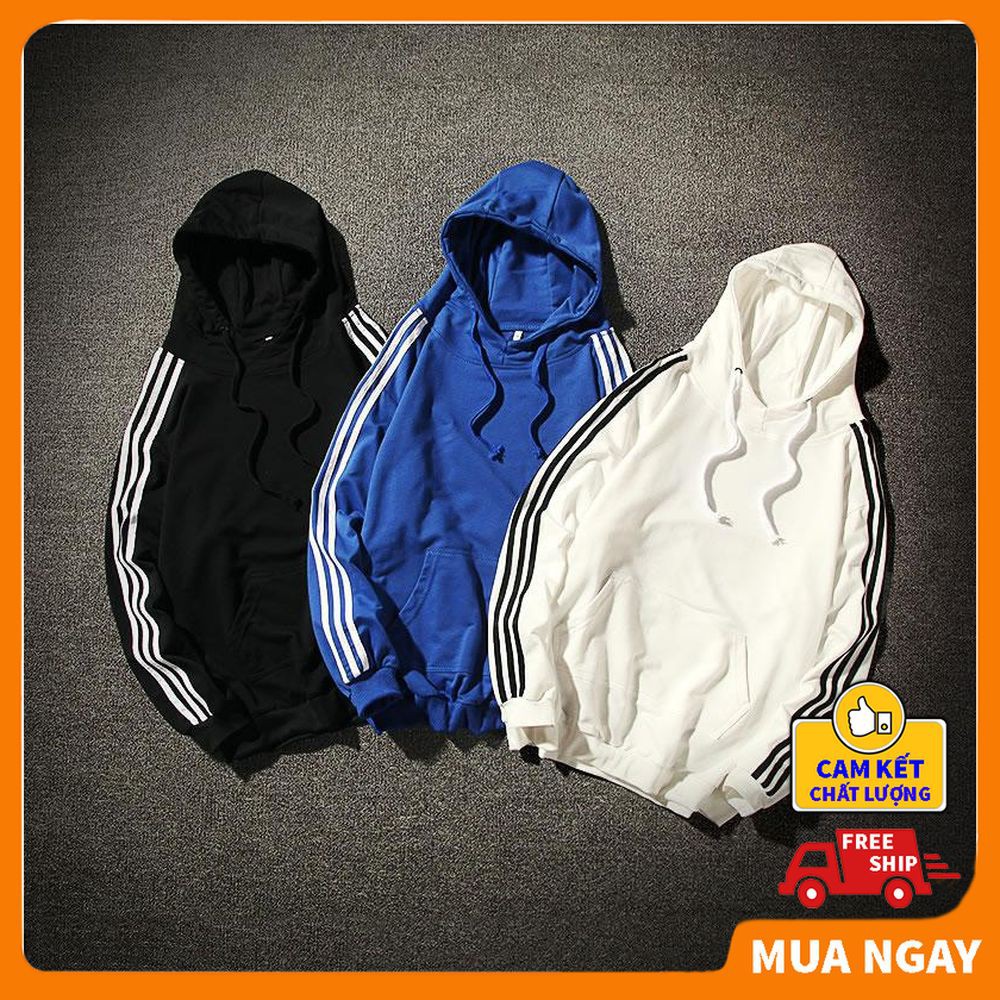 Áo Hoodie Nam Nữ Phối Xọc Cánh Tay Chất Nỉ Bông Dày