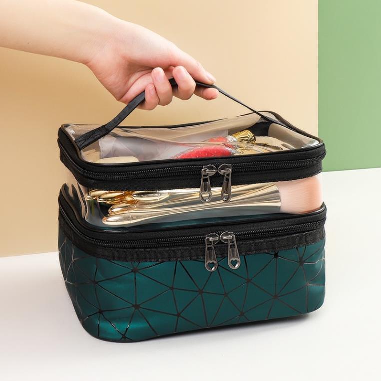 Túi đựng mỹ phẩm EVERTONER trong suốt hai lớp sức chứa lớn đa năng dùng khi đi du lịch