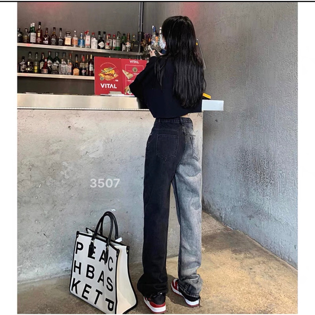 QUẦN JEANS ỐNG RỘNG NỮ LƯNG CAO ỐNG 2 MÀU XÁM LAI CUỐN CHẤT VẢI DÀY DẶN MỀM MỊN CAO CẤP NITIQC TUNG BAY